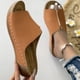 thumbnail image 4 of Sandalias de cuña con plataforma Zapatillas con cojín grueso Diapositivas de moda para mujer (38) Marrón, 4 of 9