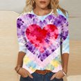 thumbnail image 2 of Valentine's 3/4 Sleeve Tops for Women Dressy Heart Printed Shirts Crew Neck Holiday Tunics Three Quarter Length Sleeve T-Shirt Cute Funny Outfits 2026 Summer Tops, 2 of 6