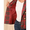 thumbnail image 7 of MODA NOVA Juniors Plaid Double Breasted Notched Lapel Blazer Jackets, 7 of 7