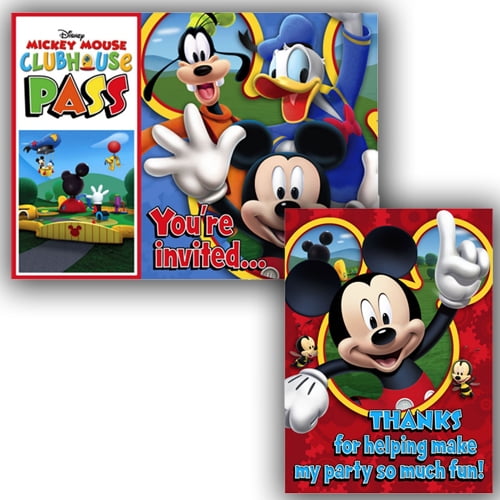 mickey mouse 'playtime' invitations and thank you notes w/envelopes (8ct ea.)