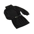 thumbnail image 3 of Robe Chandail pour Filles Bébé Hiver Automne Col Roulé Manches Longues Tricotée avec Ceinture Vert 3-4 Ans, 3 of 7