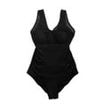 thumbnail image 6 of WAYUTE One Piece Swimsuit Women V Neck Ruched Tummy Control Bathing Suit Slim Fit Fashion Swimwear, 6 of 6