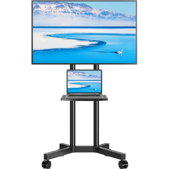 Rolling TV Stand on Wheels for 32-70 Inch Flat Panel TVs, Black