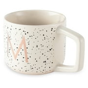 (4 pack) Thyme & Table 13.5 fl oz Monogram M White Speckled Stoneware Mug