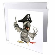 African Grey Cartoon Parrot Pirate Captain 1 Greeting Card with envelope gc-282377-5