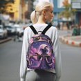 thumbnail image 7 of JIALIOU Mini Backpack Purse for Women Quilted Casual Daypack Small Travel Shoulder Bag, Wizard Cat with Moon, 7 of 7
