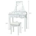 thumbnail image 3 of Topbuy LED Vanity Table Makeup Dresser Desk w/ Drawers & Cushioned Stool White, 3 of 10