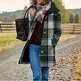 thumbnail image 3 of Perfectbot Women's Checkered Plaid Jacket Single Breasted Lapel Long Sleeve Mid-Length Coat, 3 of 8