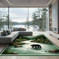 thumbnail image 2 of ODIKA 6'x9' Ultra-Soft Area Rug, Fishing Cabin Riverside Wildlife Motif Forest Border Print Motifs None Washable, Bare feet friendly, Silk-Touch for Guest Room, Bedroom, 2 of 7