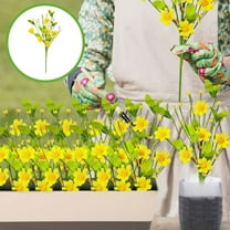 Artificial Flowers Plants for Sping Summer Outdoors Indoors Decoration, Spring Artificial Greenerys Daisys Fake Flower European And Wildflower Arrangement Easter Berry Stems Green Leaves