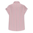 thumbnail image 3 of gbyLJF Women's Striped Short Sleeve Shirts Button Down Collared Tops Loose Fit Casual Long Blouses with Pocket, 3 of 6