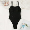 thumbnail image 4 of Womens Glitter Swimsuit One Piece Shiny Bathing Suit Adjsutable Strap Beach Summer Fashion Swimwear (S, Black), 4 of 7