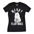 thumbnail image 1 of T-shirt pour Femmes Merry Fluffmas Drôle de Noël avec Chat (Noir) - P, 1 of 3
