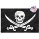 thumbnail image 1 of Bandera pirata para exteriores de doble cara, resistente, de 3 capas, con diseño de Jolly Roger, calavera con cruz de cuchillo, lona súper duradera con 4 filas de bordes cosidos y 2 ojales de latón., 1 of 7