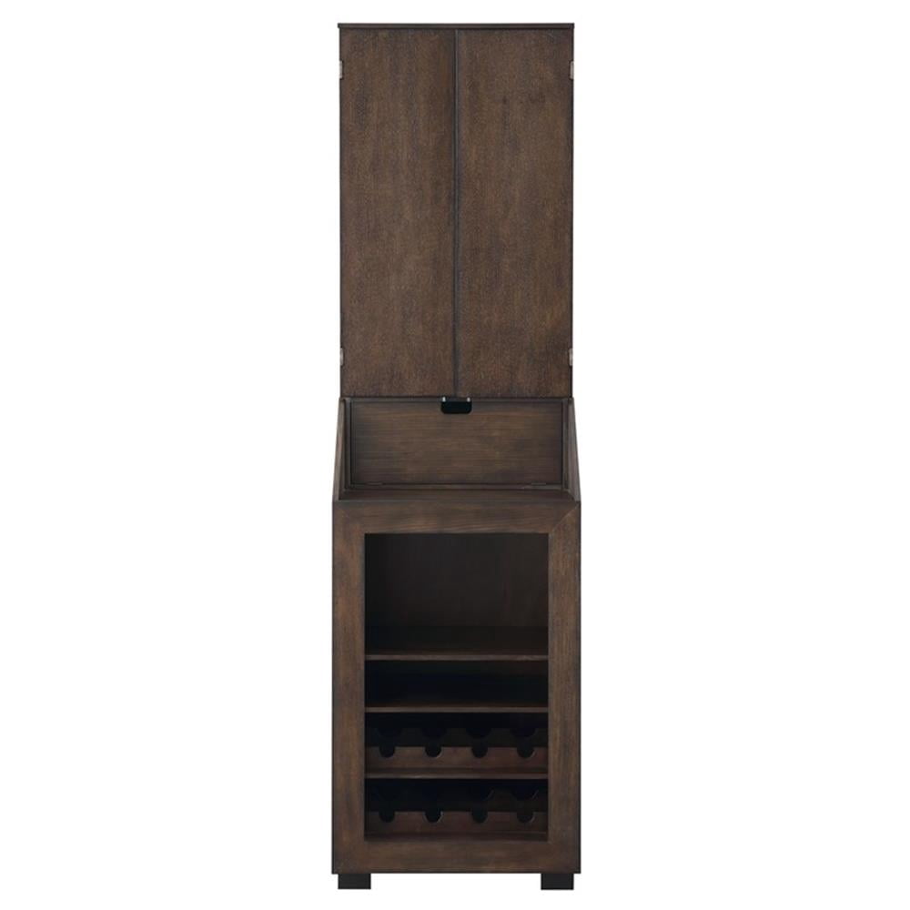 Pemberly Row Transitional Wood Dartboard Cabinet in Walnut Finish