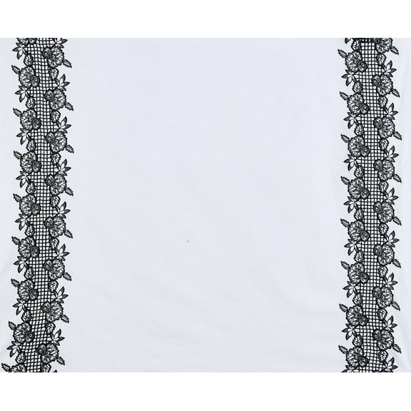 Zelouf Ember Single Border Cotton Embroidery  , Sewing, DIY, Crafts Fabric by the Yard, White/black, 3 Yard