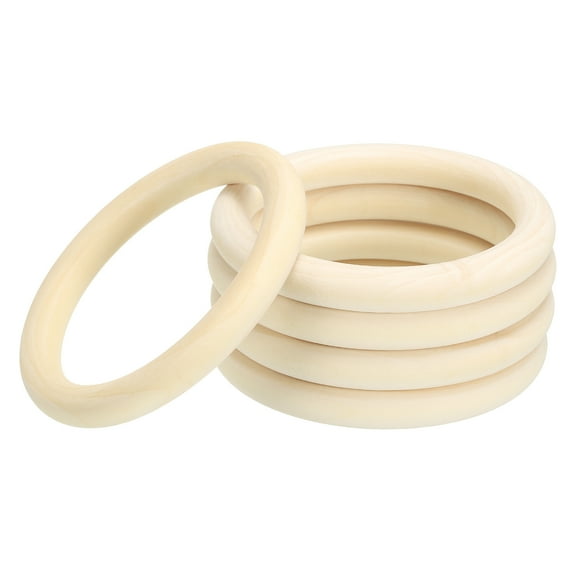 Uxcell 80mm 3.1" Wooden Rings 10mm thick, 5 Pack Natural Wood Rings Unfinished Wood Loop