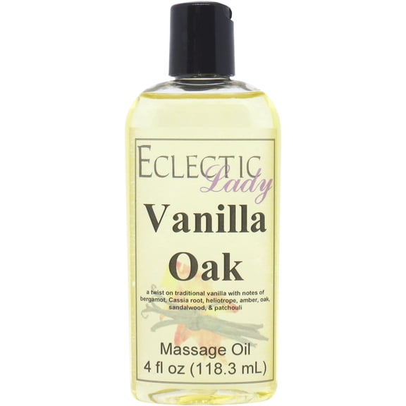 Vanilla Oak Massage Oil by Eclectic Lady, 4 oz, Sweet Almond Oil and Jojoba Oil