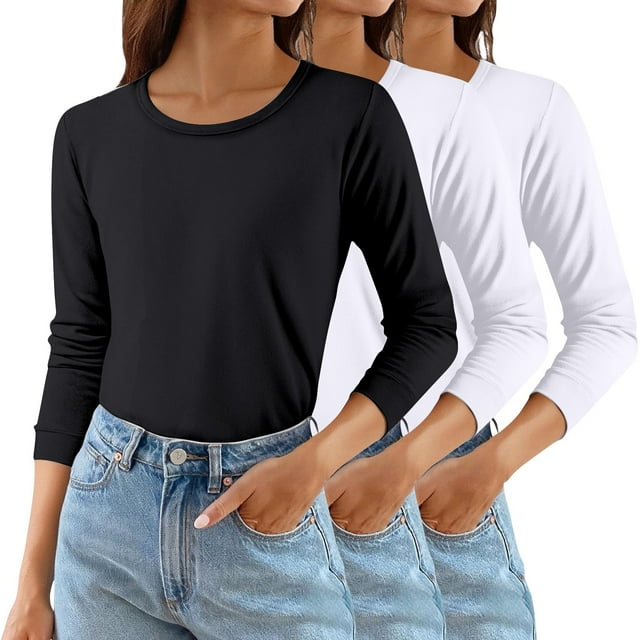 ManxiVoo Chemise Thermique Ajustée pour Femmes, Chaleur Hivernale, Couche de Base, Ensemble 3 Pcs, Col Roulé Confortable, Taille Alternative TTG, Rose Vif