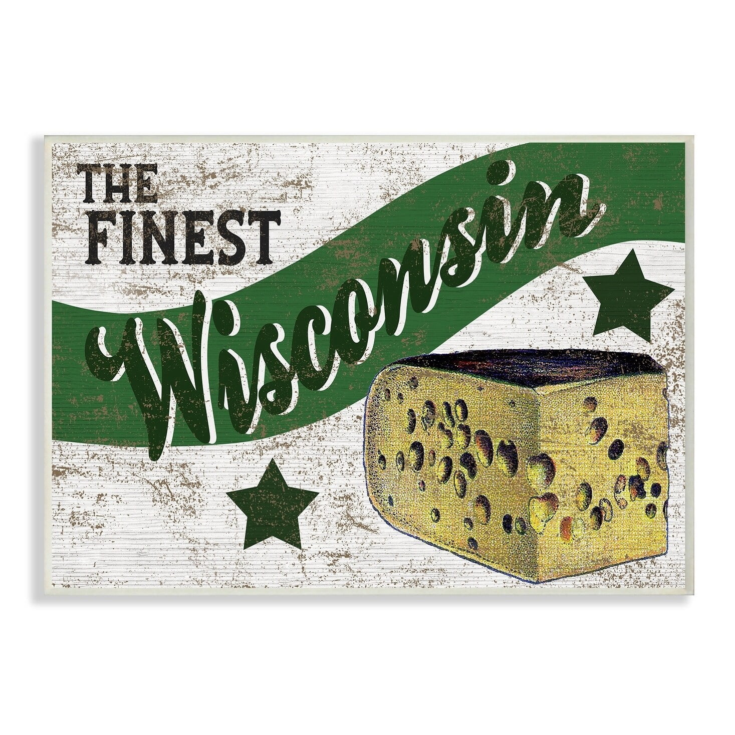 The Stupell Home Decor Collection Rustic a Star Crate Finest Cheese Wisconsin State Oversized Wall Plaque Art, 12.5 x 0.5 x 18.5