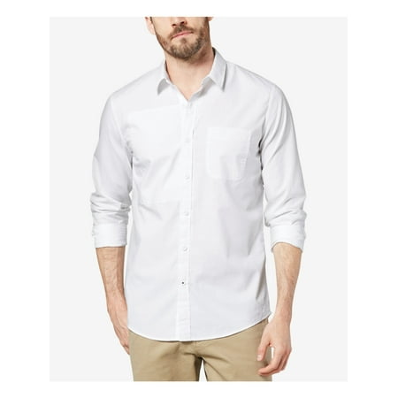DOCKERS Mens White Collared Slim Fit Dress Shirt S