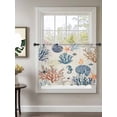 thumbnail image 2 of Sheer Curtains 45 Inch Length, Blue Coastal Semi Sheer Curtains Light Filtering Window Treatment, Summer Beach Coral Shell Starfish Vintage Privacy Voile Drapes for Living Room Bedroom 52x45 Inch, 2 of 7