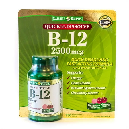 Nature's Bounty B-12 2500 mcg Microlozenge Tablets, 250 Ct