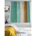 thumbnail image 3 of Teal Brown Wooden Sheer Curtains 72 Inch Length 2 Panels Set, Farmhouse Vertical Striped Art Voile Window Treatment Rod Pocket Curtains Sheers Drapes for Bedroom/Living Room/Kitchen 52"x72"x2, 3 of 7