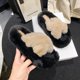 thumbnail image 2 of Pantuflas de felpa cruzadas con fondo grueso para otoño e invierno, para mujer, para uso exterior, de suela plana con colores a juego, cálidas pantuflas de algodón de felpa para el hogar, 2 of 6