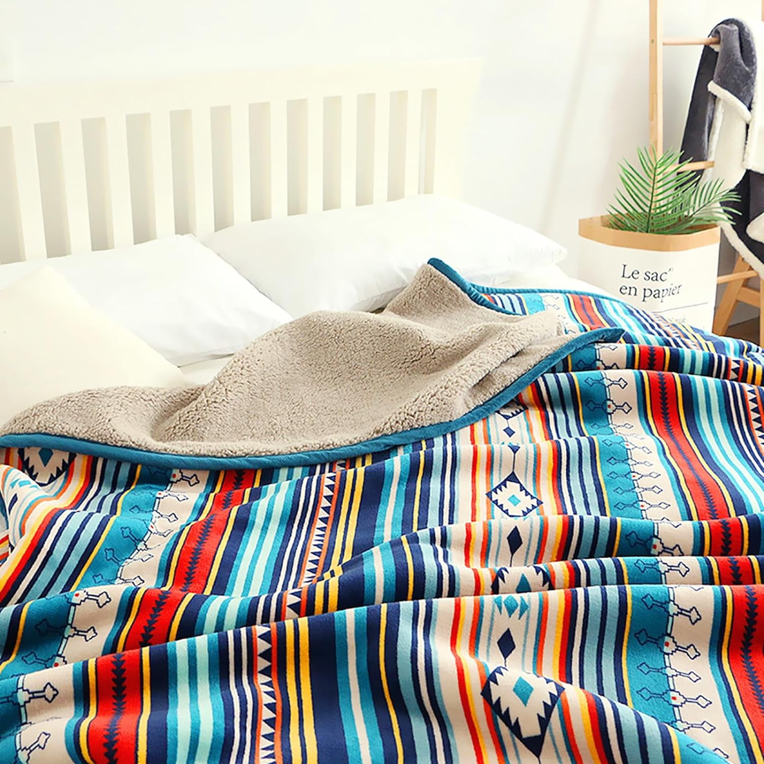 US Flag Patriotic Sherpa Throw Blanket 50''×60'', American National Flag Fleece Blanket for Bed/Couch/Sofa/Office/Camping, USA Military Veteran July 4th Gift