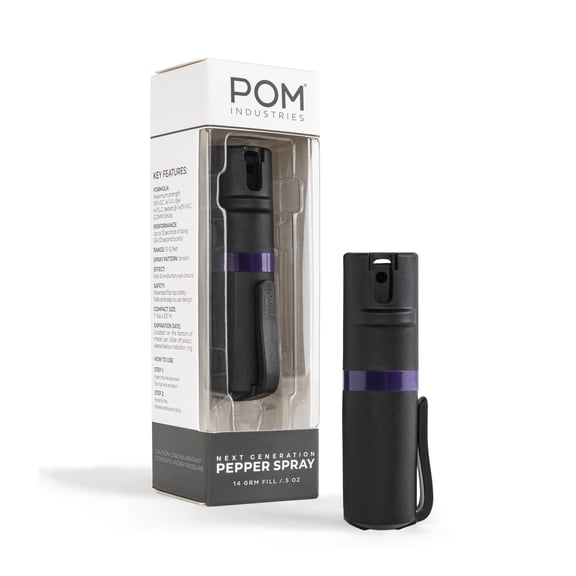 POM Pepper Spray Flip Top Pocket Clip - Maximum Strength OC Spray - Tactical Compact & Safe Design - 25 Bursts & 10 ft Range - Powerful & Accurate Stream Pattern
