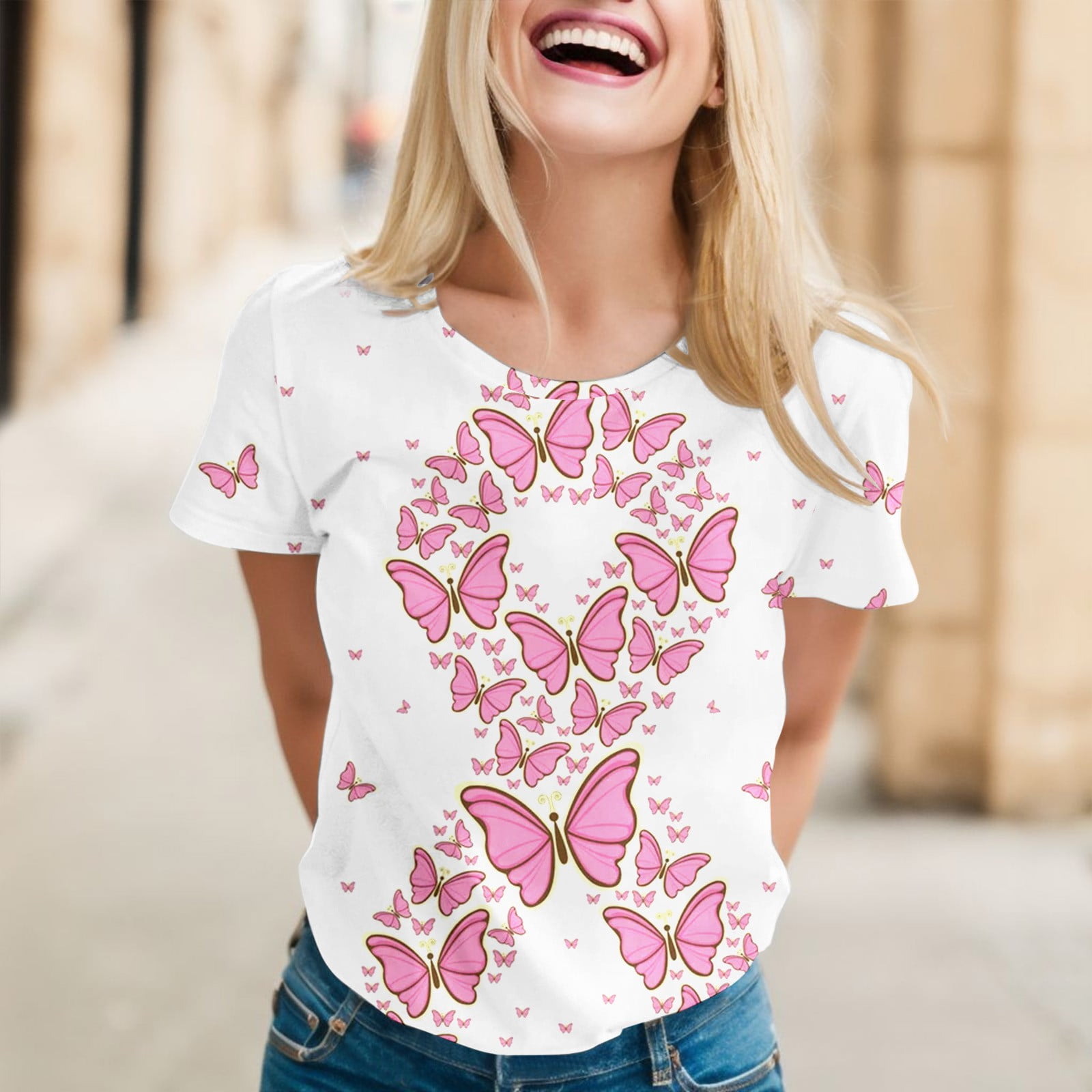 Tシャツ・カットソー BLUMARINE Women Tunic Tops P322C210A F1247 PINK Womens Pink Printed Long Sleeve Shirts Tall Short Sleeve O
