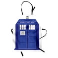 thumbnail image 1 of Police Apron Doctors Blue House British Landmark Phone Box Police Call Image Artwork Print, Unisex Kitchen Bib Apron with Adjustable Neck for Cooking Baking Gardening, Blue and White, by Ambesonne, 1 of 3