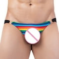 thumbnail image 3 of Naughtyhood Mens Cheeky Underwear Men's Color Stripe Briefs Fashion Underwear Personalized Low-waistline Hoop Panties Buttock Covering Briefs the Perfect Gift for Men Pretty Panties for Men, 3 of 4