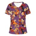 thumbnail image 3 of Tops Florales para las Mujeres, Casual V-Cuello Camiseta de Manga Corta Blusa de Moda Hecha de Estante de Imitación para Toda la Temporada de Uso Diario, Tops Cortos para las Mujeres, 3 of 4