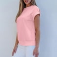 thumbnail image 6 of biudgviw Summer Tops for Women Boat Neck Loose Shirt Cap Sleeve Solid Color Tee Comfortable Lightweight Tunic Blouse, 6 of 6