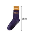 thumbnail image 6 of Eoperou 1 Pair Women Sports Socks Anti-skid Bottom Silicone Particle Contrast Color Sweat Absorption Letter Print Workout High Elasticity Jogging High Tube Socks Footwear Supplies, 6 of 8