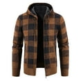 thumbnail image 2 of HAPIMO Men's Fleece Thick Shirt Coat Pocket Fashion Classic Plaid Lattice Jackets Autumn Winter Long Sleeve Outwear Hooded Cardigan Drawstring Regular Fit Western Casual Brown XL, 2 of 6