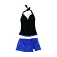 thumbnail image 2 of Profile Womens Tri Color Scallop Skirt 2 Piece Tankini, Black, 6, 2 of 2
