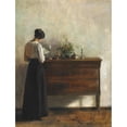 thumbnail image 2 of Carl Holsøe 15x18 Black Ornate Wood Framed Double Matted Museum Art Print Titled - Interior with the Artist's Wife Standing by a Dresser and Reading, 2 of 5