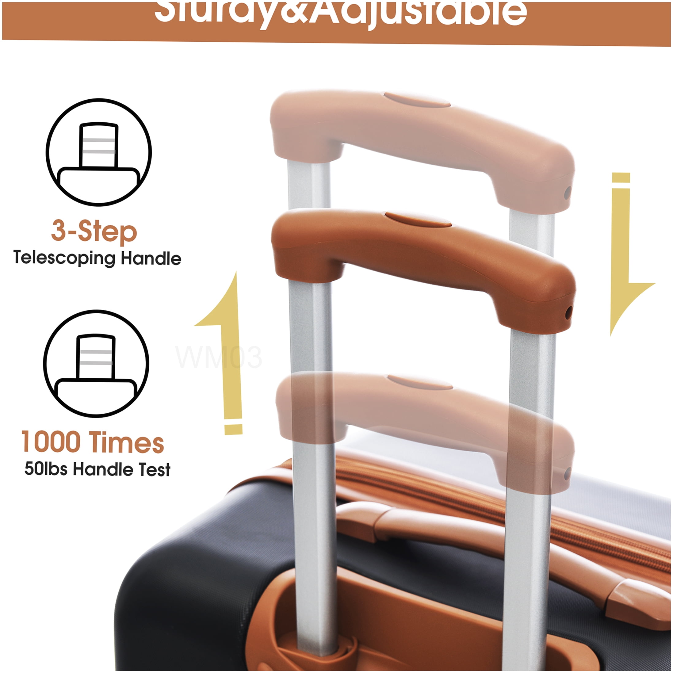 Lightweight ABS Hardshell Suitcase Set with TSA Lock, 20" & 28" Expandable Spinner Luggage in Black/Brown