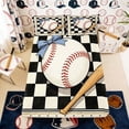 thumbnail image 3 of Erosebridal Checkered Bow Baseball Full Size Sheets, Cute Sport Bed Sheets for Girls and Boys, 4pcs, 1 Flat Sheet, 1 Fitted Sheet and 2 Pillowcases, 3 of 6