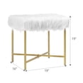 Giantex Footrest Ottoman, Faux Fur Square Stool w/ Gold Metal Base ...