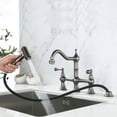 thumbnail image 6 of 8 inch Centerset Bridge Kitchen Faucet with Brass Side Sprayer, 2 Handles 4 Holes Antique Classic Heritage Deck-Mount Kitchen Sink Faucet, 360° Rotating Faucet, for Kitchen, Bronze, 6 of 7
