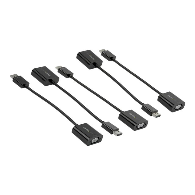 StarTech.com Lot de 5 DisplayPort to VGA Adapter, DisplayPort 1.2 HBR2 to VGA Active Adapter, Numérique DP to Analog VGA Video Converter Dongle, DisplayPort Male to VGA Female Monitor Adapter - Active DP 1.2 to VGA (DP2VGA3X5) - Adaptateur - DisplayPort (m) vers HD-15 (VGA) (F) - DisplayPort 1.2 - 3.9 Po - support 1080p, Actif - Noir (Lot de 5)