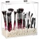 thumbnail image 1 of Soporte para brochas de maquillaje Ollen con tapa antipolvo, acrílico, blanco, 1 of 5