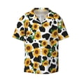 thumbnail image 2 of Lsque Cute Cow Print Sunflower C print Men's Cuban Collar Short Sleeve Shirt Summer Beachwear Casual Button Down Fashionable Vacation Leisure Shirt-Small, 2 of 7