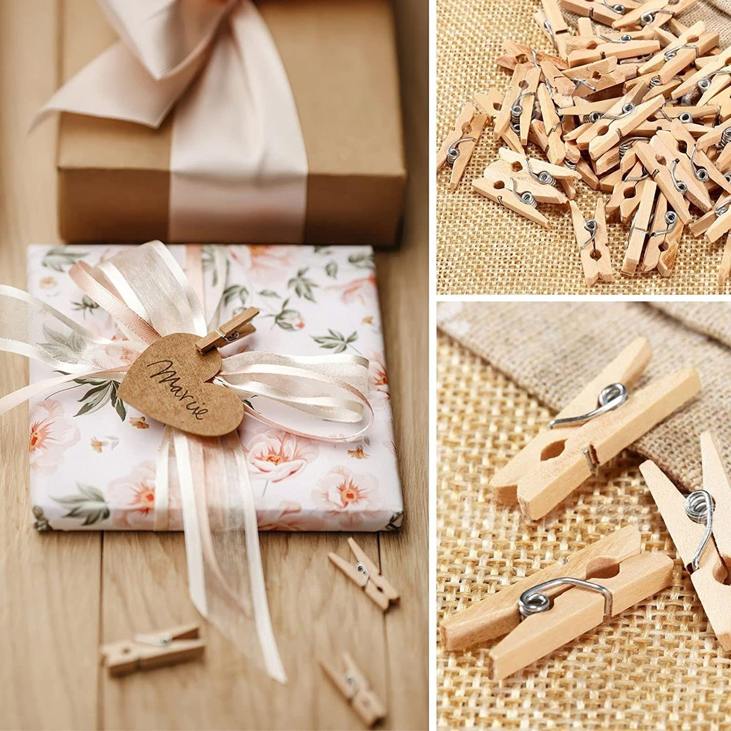 Mini Natural Wooden Clothes Pins With Jute Rope, For Home School  Scrapbooking Art Craft Decor Hanging Photos, 100 Pieces