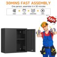 thumbnail image 5 of Metal Garage Wall Cabinet with 2 Doors and 1 Adjustable Shelf,Lockable Floating Tool Cabinet with Pegboard,Black Steel Storage Cabinet for Kitchen,Office,Garage,Laundry,Warehouse(Black, 26" H), 5 of 7
