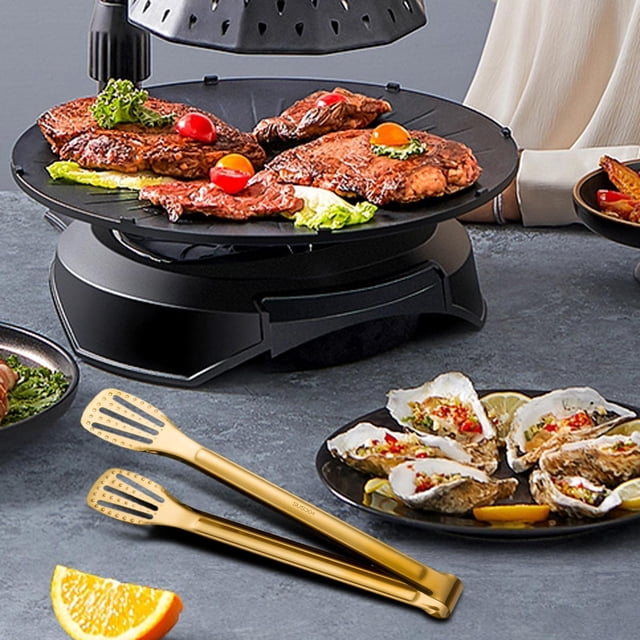 Pinzas de cocina de material acero inoxidable, pinzas antiadherentes antideslizantes de Metal para servir alimentos, pinzas para hornear bistec para asar , BLESIY Pinzas de cocina